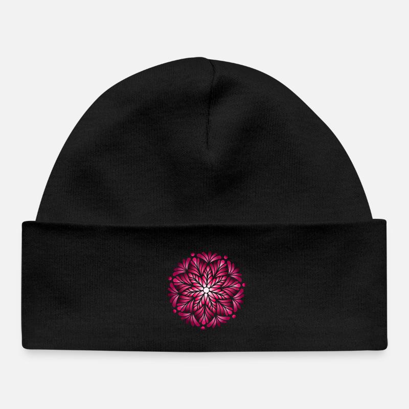 Mandala Rose Lumineux - Bonnet bébé bio - noir