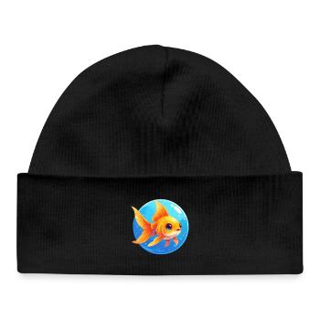 Poisson rouge - Bonnet bébé bio - noir - Devant