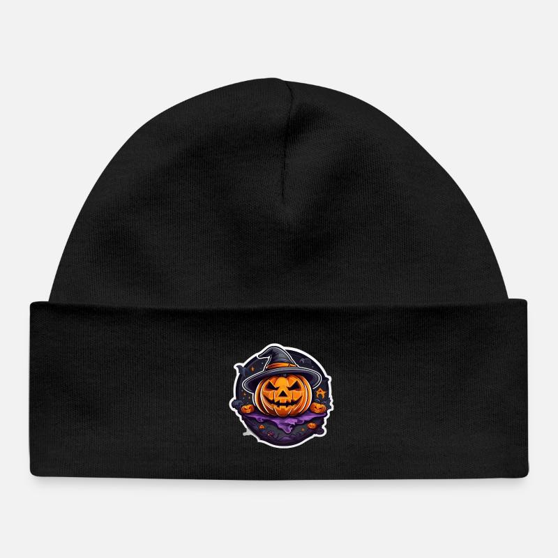 Citrouille Sorcière Halloween Cartoon - Bonnet bébé bio - noir