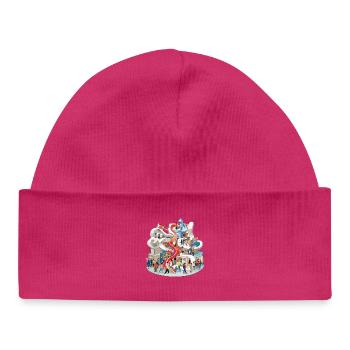 Colorful multi-stick slide full of people - Baby Organic Beanie - hot pink - Front