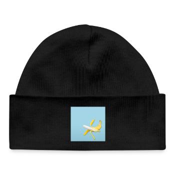 Banana Slip Funny Humor Design Minimal - Baby Organic Beanie - black - Front