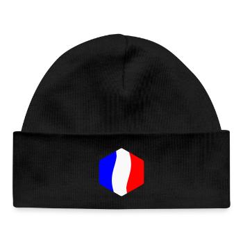 Abstrait Tricolore Bleu Blanc Rouge Courbe - Bonnet bébé bio - noir - Devant