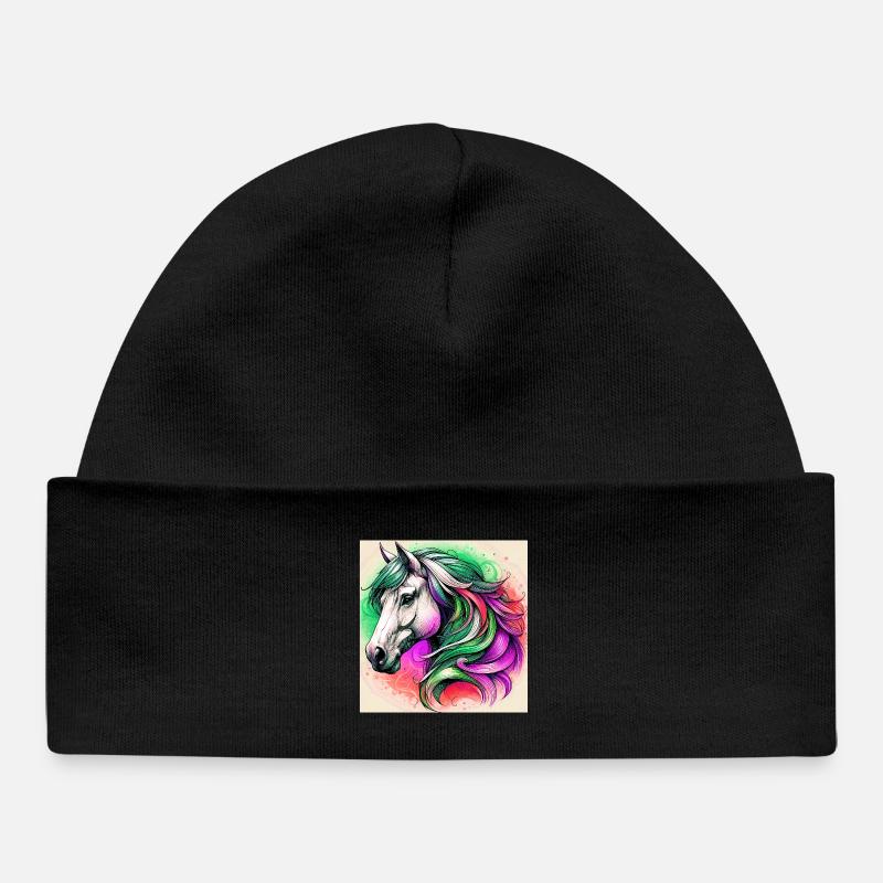 cheval - Bonnet bébé bio - noir