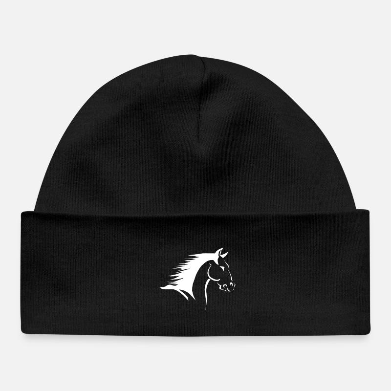 Silhouette de tête de cheval en contraste - Bonnet bébé bio - noir