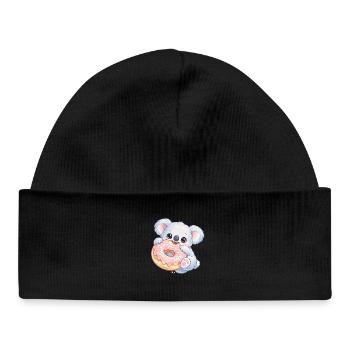 Kuschelkoala mit Donut - Baby Organic Mütze - Schwarz - Vorne
