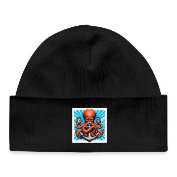 Octopus embraces an Anchor - Baby Organic Beanie - black - Front