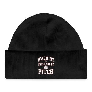 Walk By Faith Not By Pitch Christian Baseball - Baby Organic Beanie - black - Front