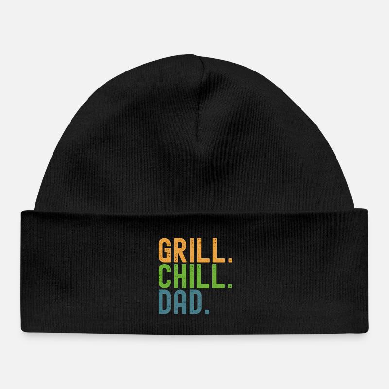 BBQ. Détends-toi. Papa. Des papas et des grillons. - Bonnet bébé bio - noir