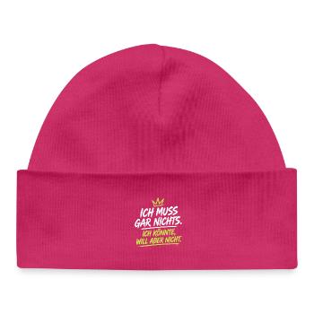 Ich Könnte Will Aber Nicht – Neon Krone - Baby Organic Mütze - hot Pink - Vorne