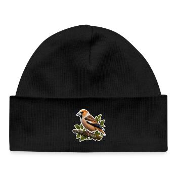 Noble Hawfinch Sticker – Detailed Nature Illustrations - Baby Organic Beanie - black - Front