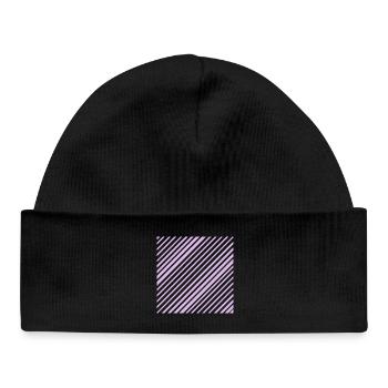 Lignes graphiques avec bandes diagonales L lilas - Bonnet bébé bio - noir - Devant