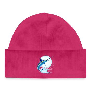 Blauer Marlin-Schwertfisch springt aus dem Ozean - Baby Organic Mütze - hot Pink - Vorne