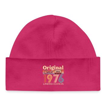 50e anniversaire, 50 ans - Bonnet bébé bio - hot pink - Devant