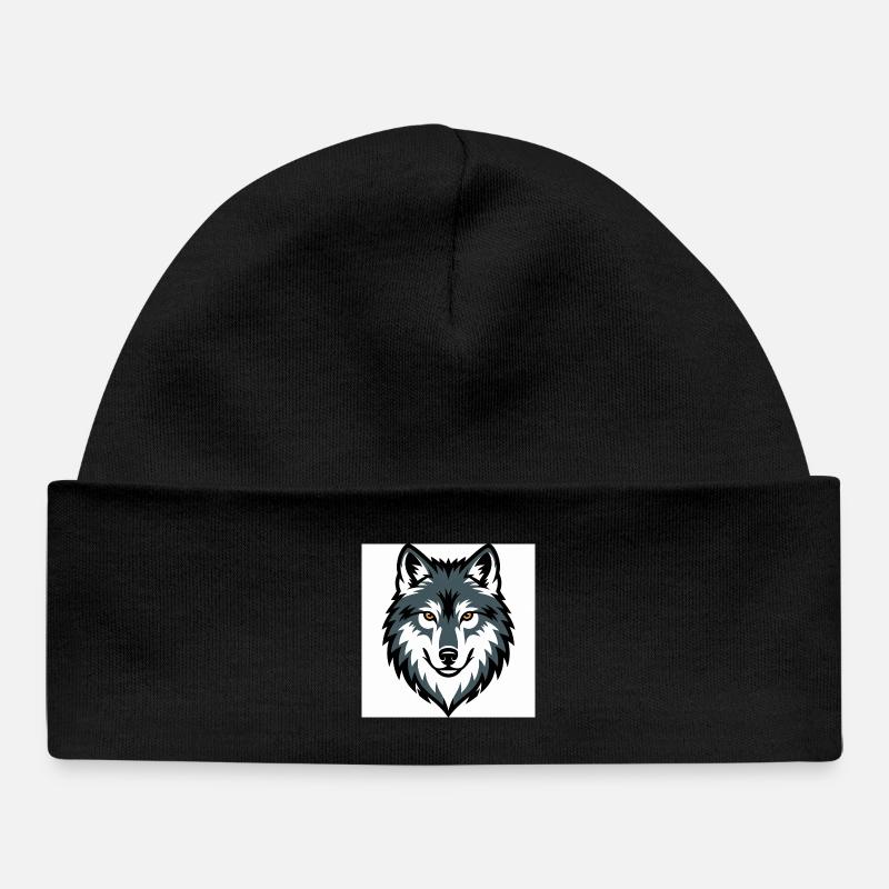 Wolf Graphic Emblem - Baby Organic Beanie - black