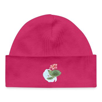 Water Lily Watercolor Blossom Magic - Baby Organic Beanie - hot pink - Front