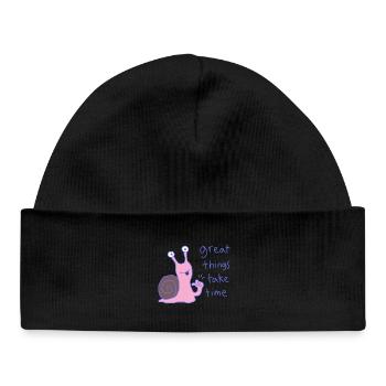 Great things take time - Baby Organic Beanie - black - Front