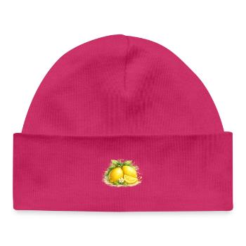 Zitrus Aquarell Zitronen-Stillleben - Baby Organic Mütze - hot Pink - Vorne