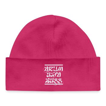 Drum and Bass Script - Bonnet bébé bio - hot pink - Devant
