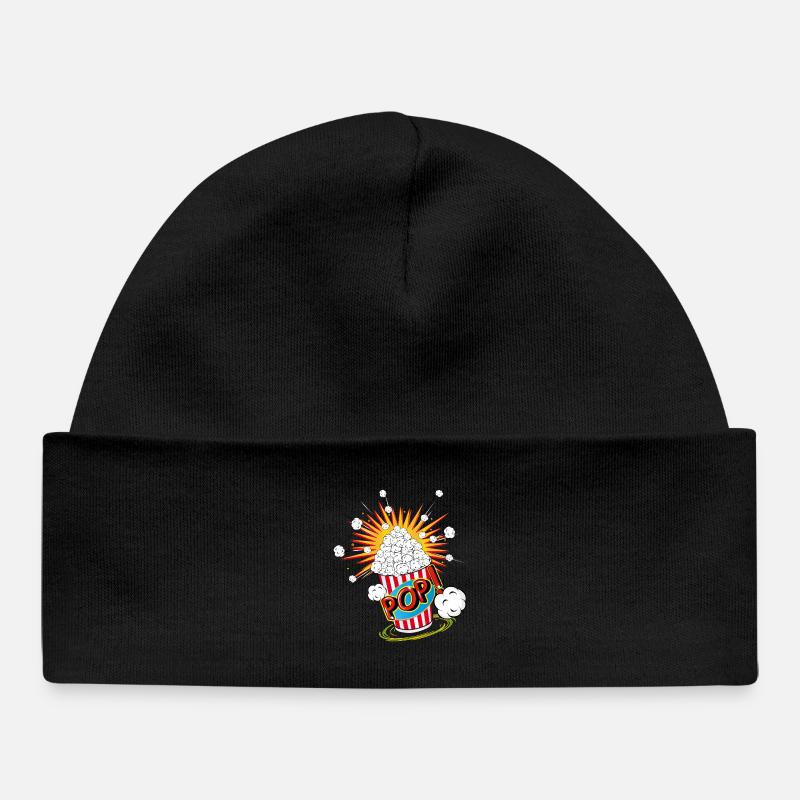 Pop-corn dans un style pop art - Bonnet bébé bio - noir