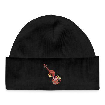 beautiful patchwork violin with treble clef - Baby Organic Beanie - black - Front
