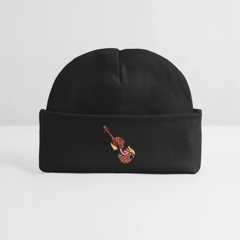 beau violon patchwork avec clé de sol Bonnet bébé bio