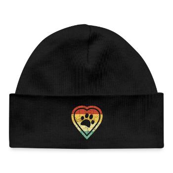 Coeur rétro avec patte de chien grunge rétro vintage - Bonnet bébé bio - noir - Devant