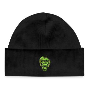 Tête de gorille hurlante dans le style néon - Bonnet bébé bio - noir - Devant