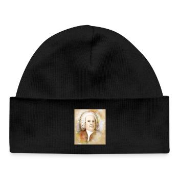 Johann Sebastian Bach in watercolor style - Baby Organic Beanie - black - Front
