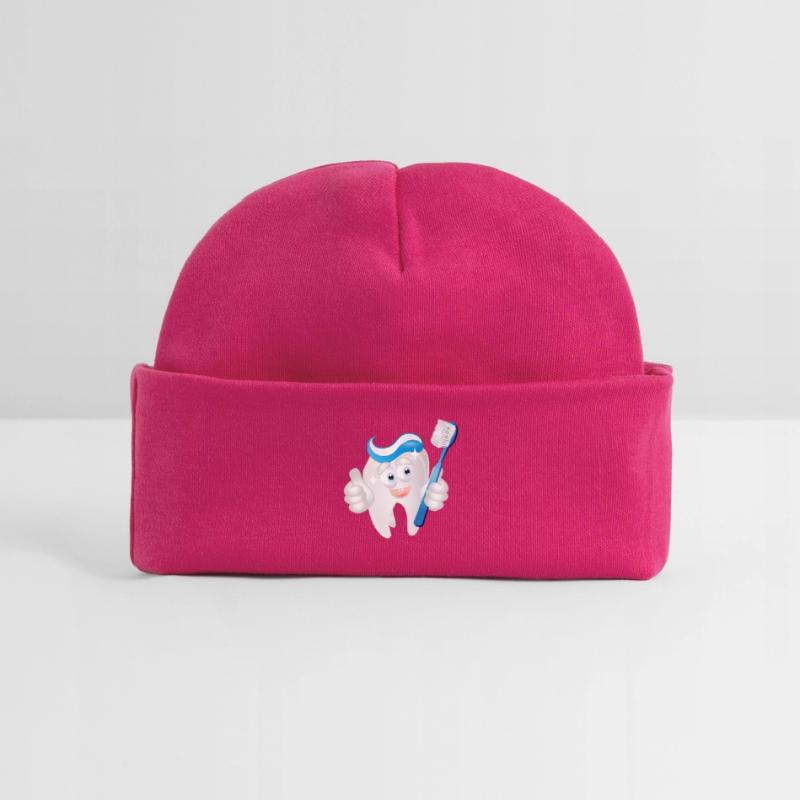 radiant white tooth with toothpaste as a comic Baby Organic Beanie