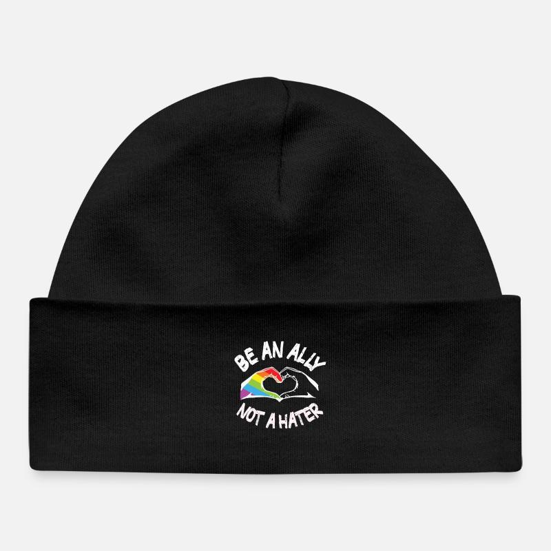 Be an ally not a hater LGBT Pride Month - Bonnet bébé bio - noir