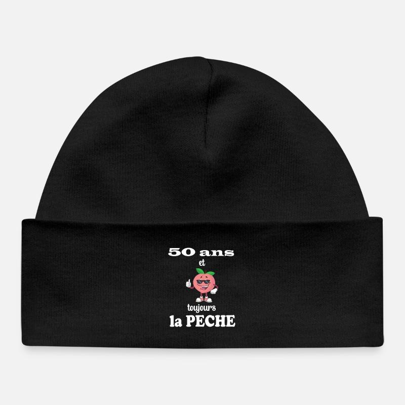 50 ans et toujours la peche - Anniversaire 50 ans - Bonnet bébé bio - noir