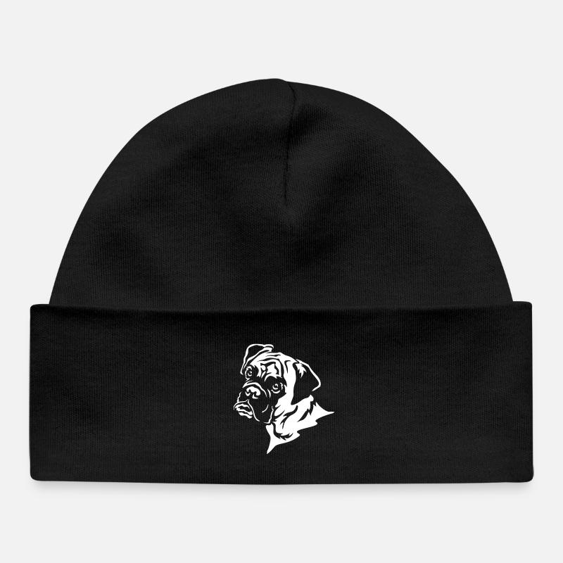 Boxer Head « Black Edition » - Bonnet bébé bio - noir