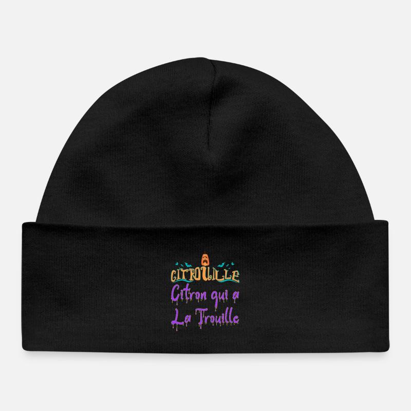 Citrouille citron qui a la trouille chauve souris - Bonnet bébé bio - noir