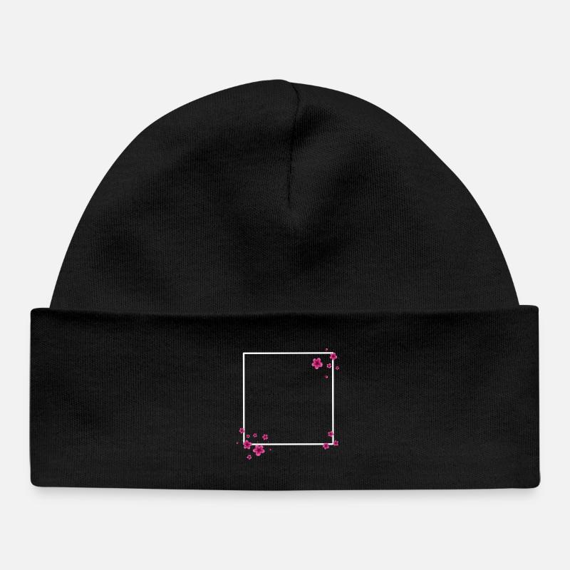 Fleurs carrées Rose - Bonnet bébé bio - noir