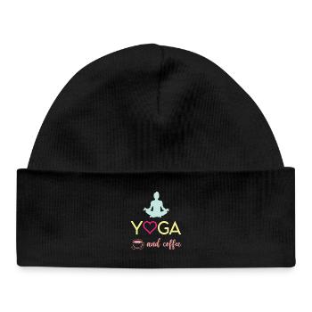 Yoga et café - Bonnet bébé bio - noir - Devant