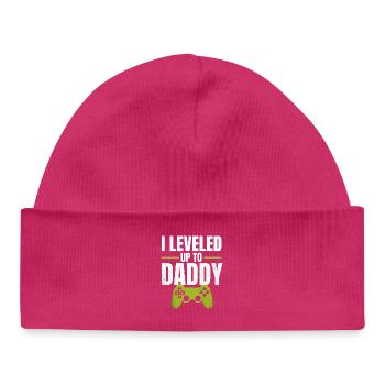 I Leveled Up to Daddy - Baby Organic Mütze - hot Pink - Vorne