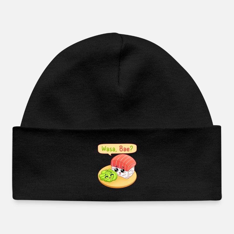 sushi, fan de sushi, wasabi - Bonnet bébé bio - noir