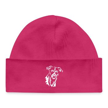 Jack Russell Terrier Kopf "Black Edition" - Baby Organic Mütze - hot Pink - Vorne