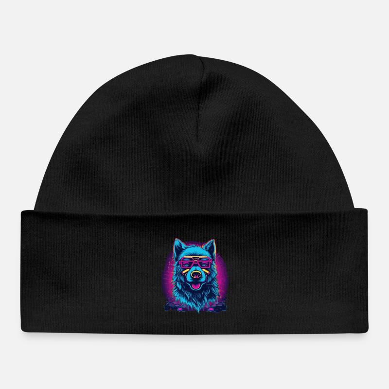 Loup Néon Loup Rétro À Lunettes - Bonnet bébé bio - noir