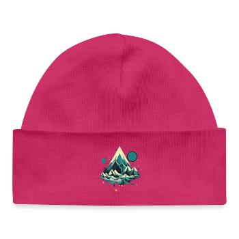 Paysage montagneux fascinant avec des aurores boréales - Bonnet bébé bio - hot pink - Devant