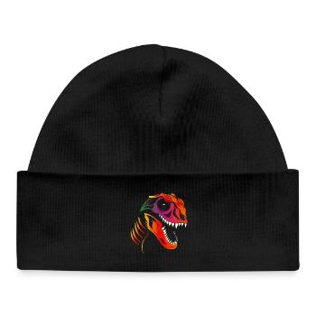 Colorful Dinosaur Skull Tyrannosaurus Rex Head - Baby Organic Beanie - black - Front