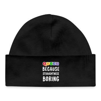 Queer because straightness boring - Baby Organic Beanie - black - Front