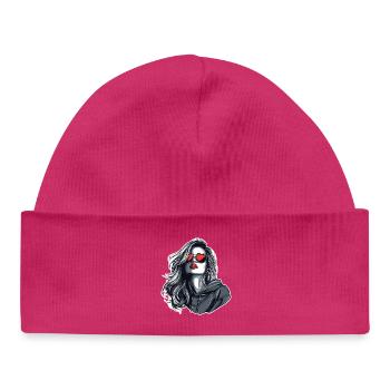 Fille à capuche grise glamure - Bonnet bébé bio - hot pink - Devant