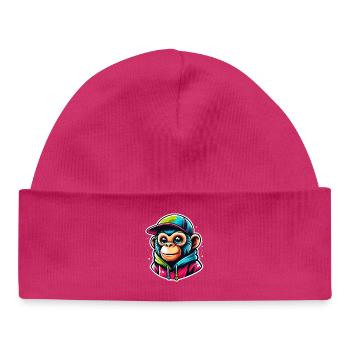 Casquette à capuche Monkey - Bonnet bébé bio - hot pink - Devant