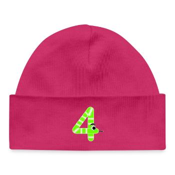 Numéro quatre 4 enfants anniversaire serpent - Bonnet bébé bio - hot pink - Devant