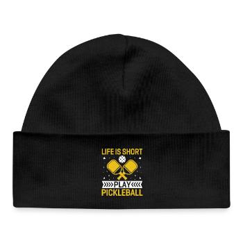Life is Short, Play Pickleball - Baby Organic Beanie - black - Front
