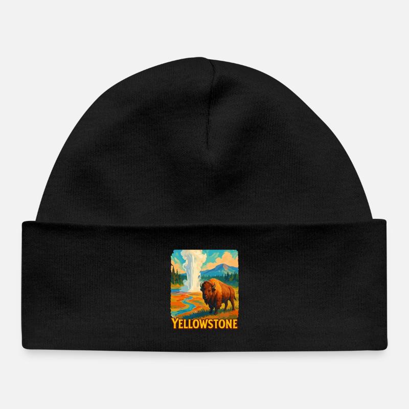 Yellowstone Bison Geyser - Bonnet bébé bio - noir
