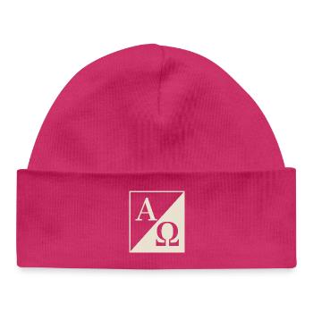 Christian Alpha and Omega Symbol Faith - Baby Organic Beanie - hot pink - Front