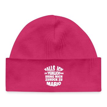 Funny Mario Quote Design - Baby Organic Beanie - hot pink - Front