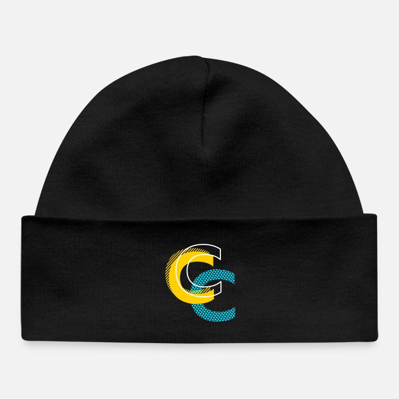 Lettre initiale C - Bonnet bébé bio - noir